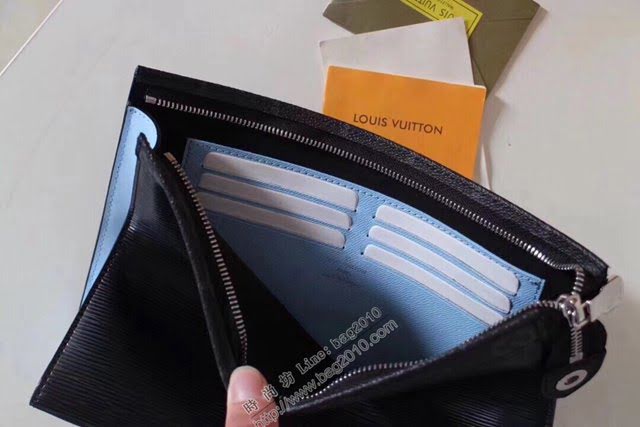 lv手包 67736 全新經典灰黑 Pochette Voyage MM中號旅遊皮 lv男士手拿包  lvqb1255